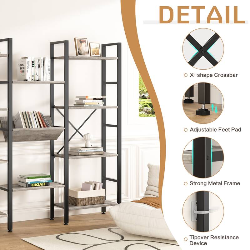 Futzca Bookshelf,Large Etagere Bookcase