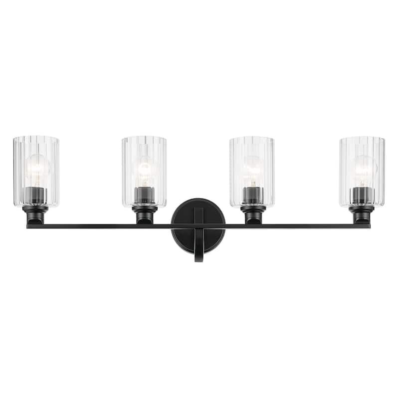 Kichler Lighting Gioe 32.25" 4-Light Vanity Light with Clear Fluted Glass in Black