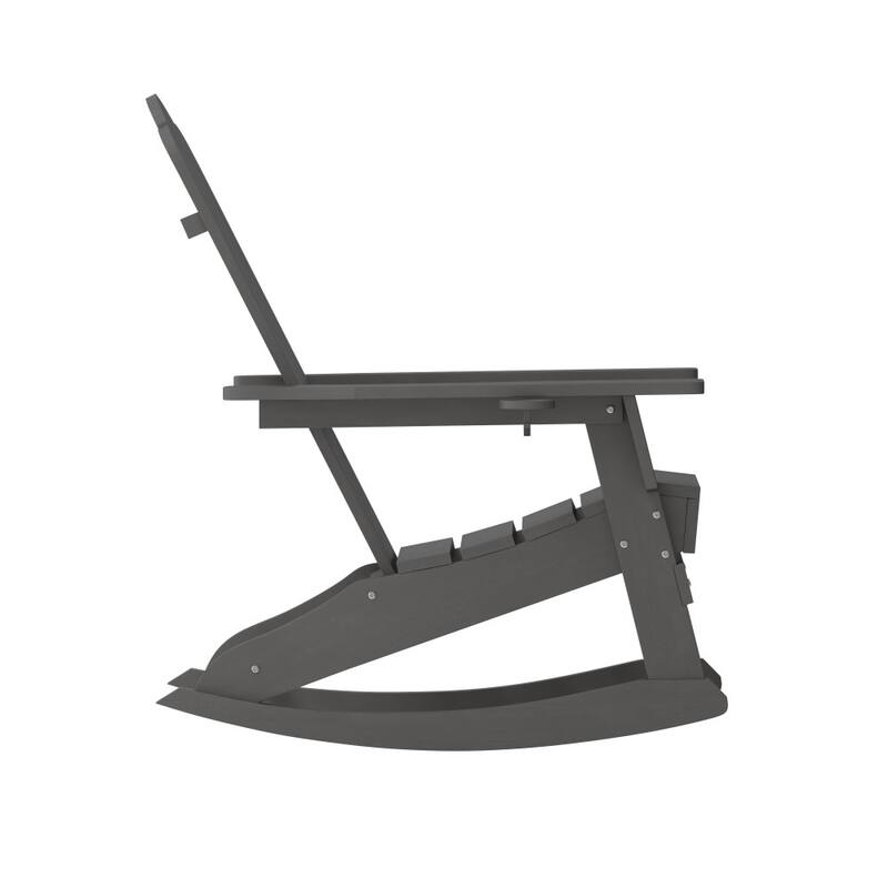 Commercial All-Weather Rocking Adirondack Chair with Swiveling Cupholder