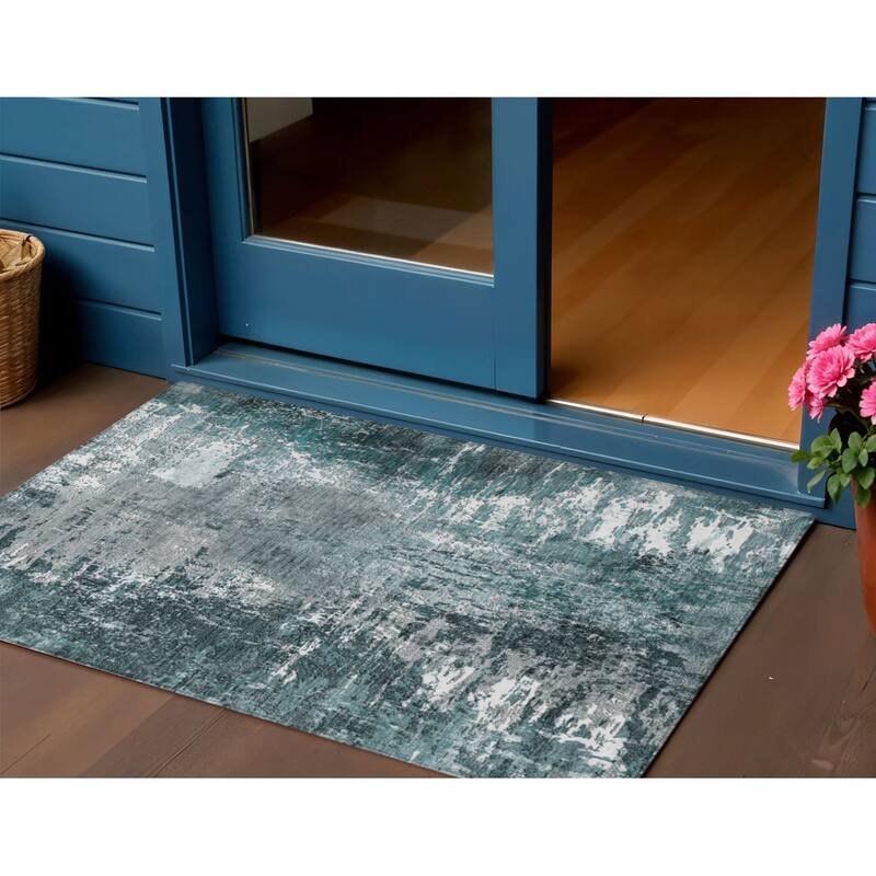 HomeRoots Abstract Transitional Rectangle Outdoor Rug - 3' x 5'