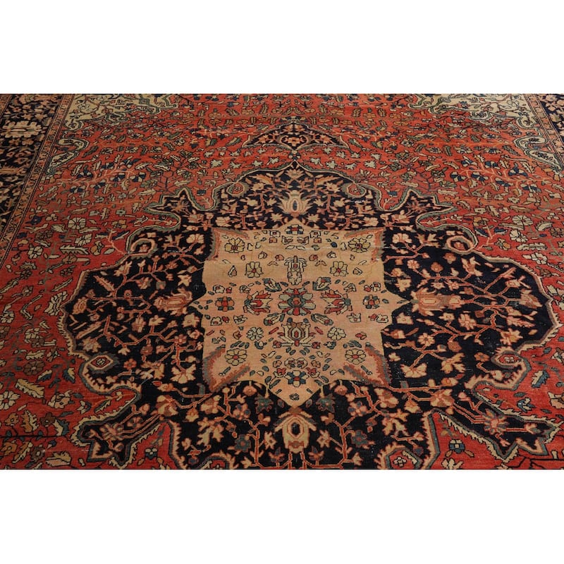 Hand Knotted Ferahan Rose Persian Wool Traditional Oriental Area Rug - 8' 11'' x 11' 5''