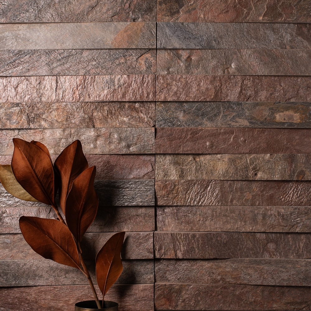 Stone Wedge 2 in. x 12 in. Burnished Bronze Split Face Quartzite Wall Tile