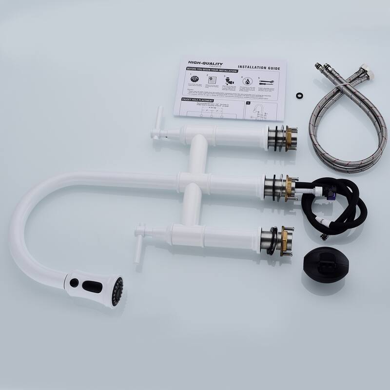 Bridge Kitchen Faucet with Pull-Down Sprayhead in Spot