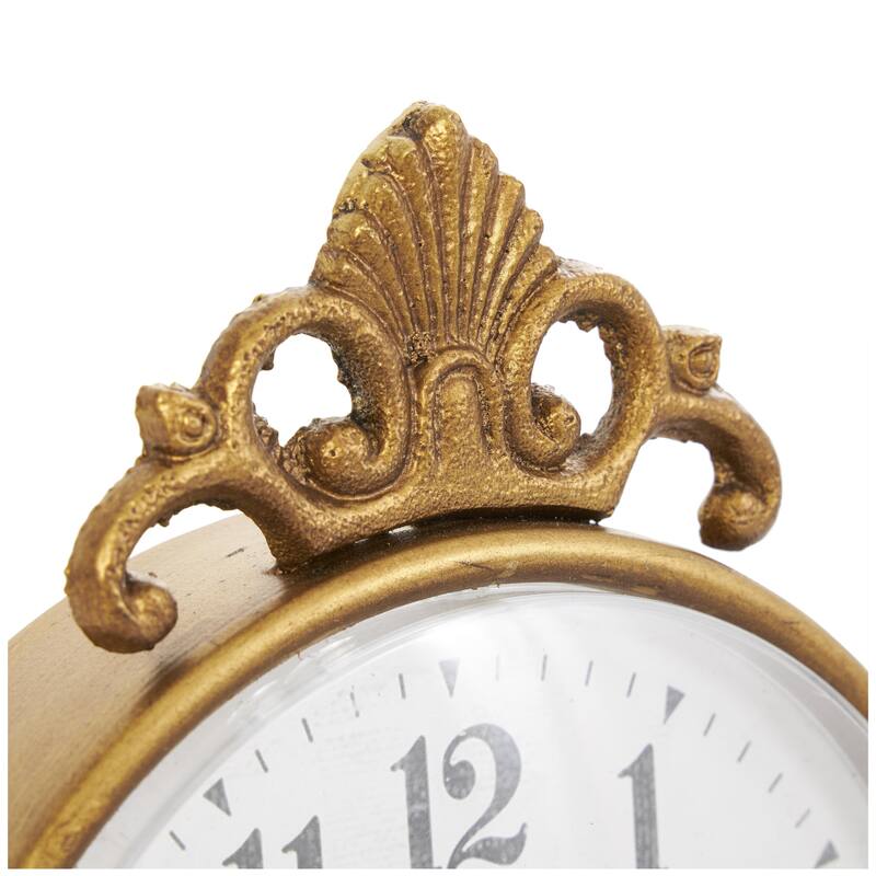 Metal Scroll Antique Style Clock - Gold - Roche River Decor