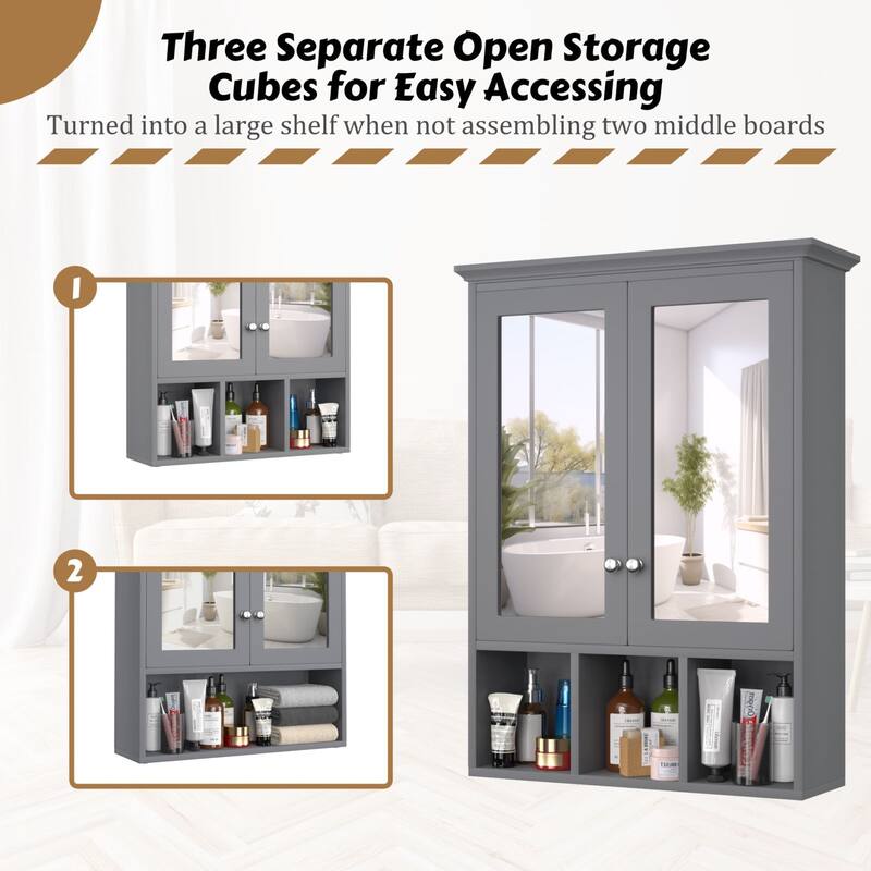 VEIKOUS Oversized Bathroom Medicine Cabinet Wall Mounted Storage with Mirrors