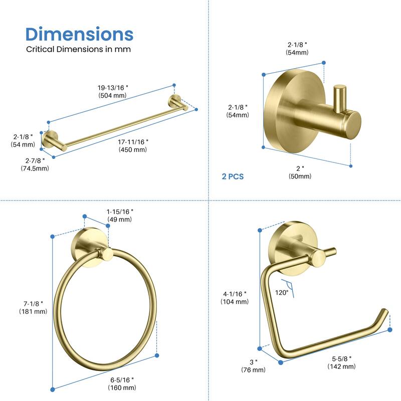 Circular 5-Piece Bathroom Hardware Set