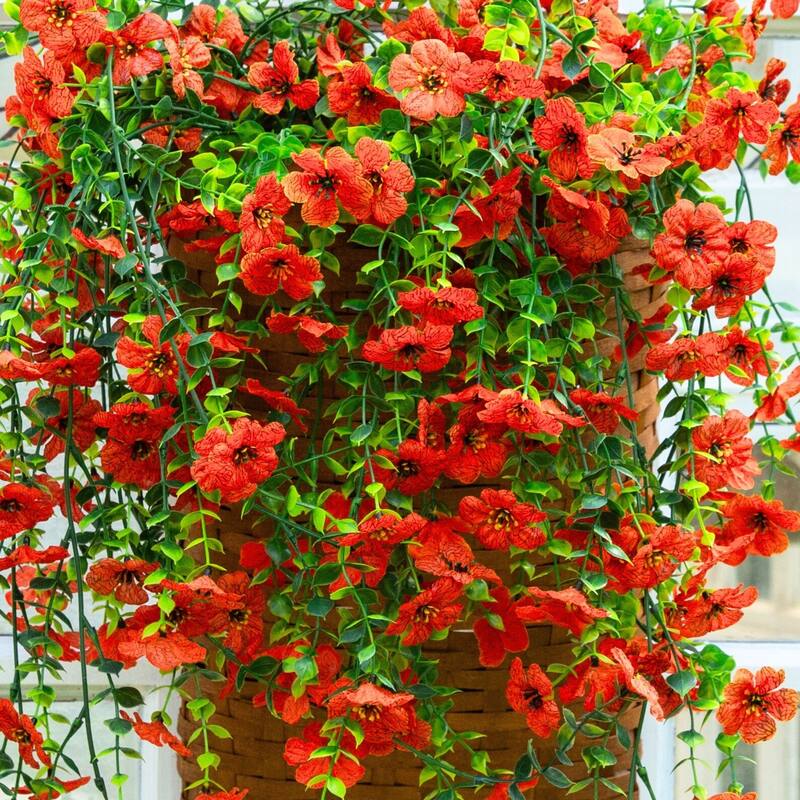 31-in UV Resistant Artificial Daisy Hanging Plant - Set of 6