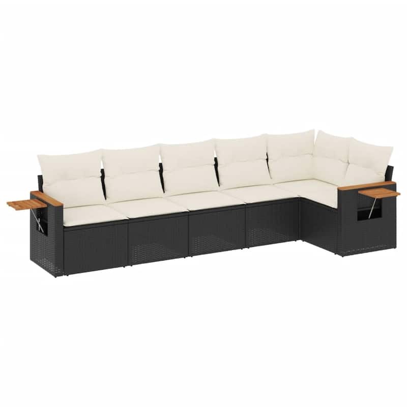 vidaXL Patio Sofa Set with Cushions Outdoor Conversation Furniture Poly Rattan