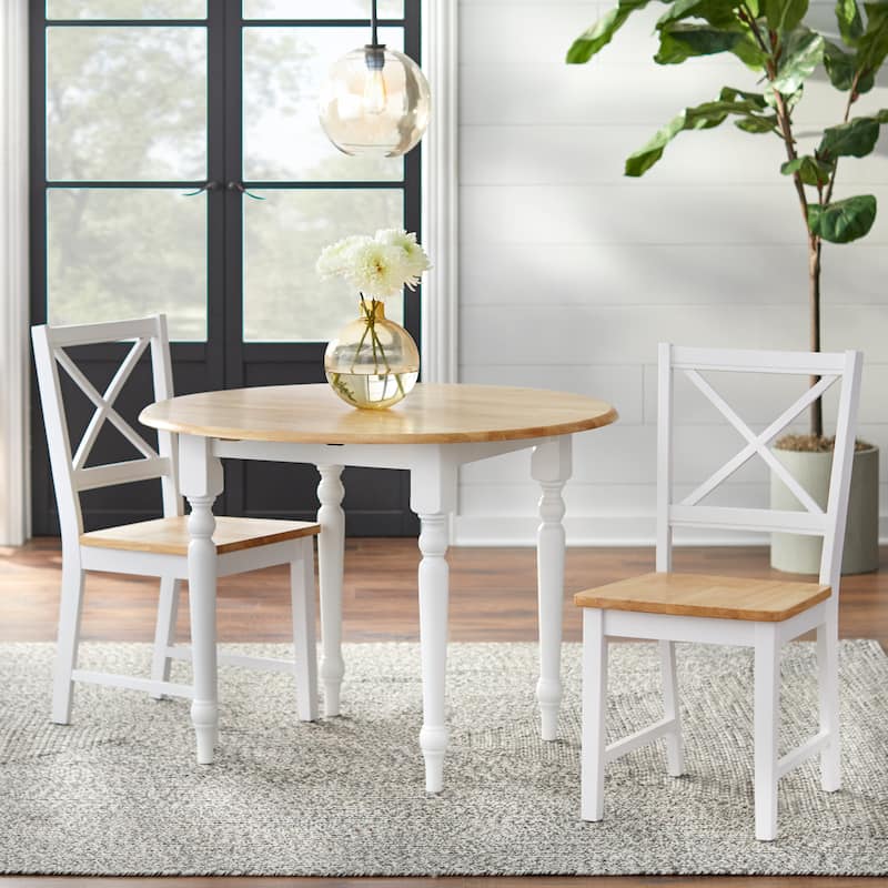 Simple Living Two-tone 40-inch Rubberwood Round Drop-leaf Table