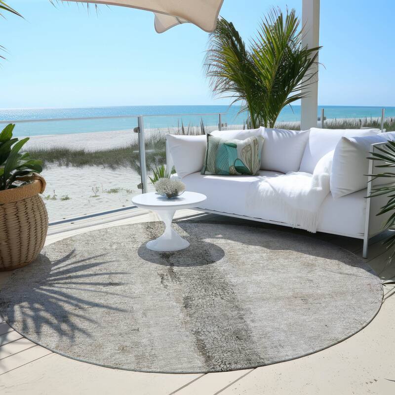 Fave Contemporary Abstract Low Maintenance Blended Style Outdoor Rug