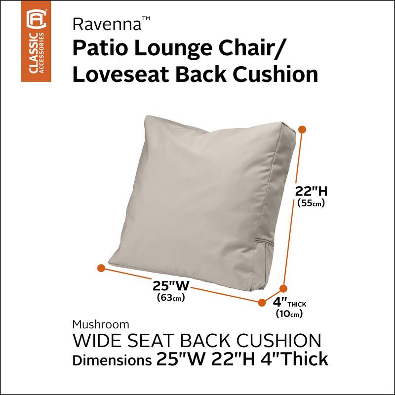 Ravenna Water-Resistant Patio Lounge Chair/Loveseat Back Cushion