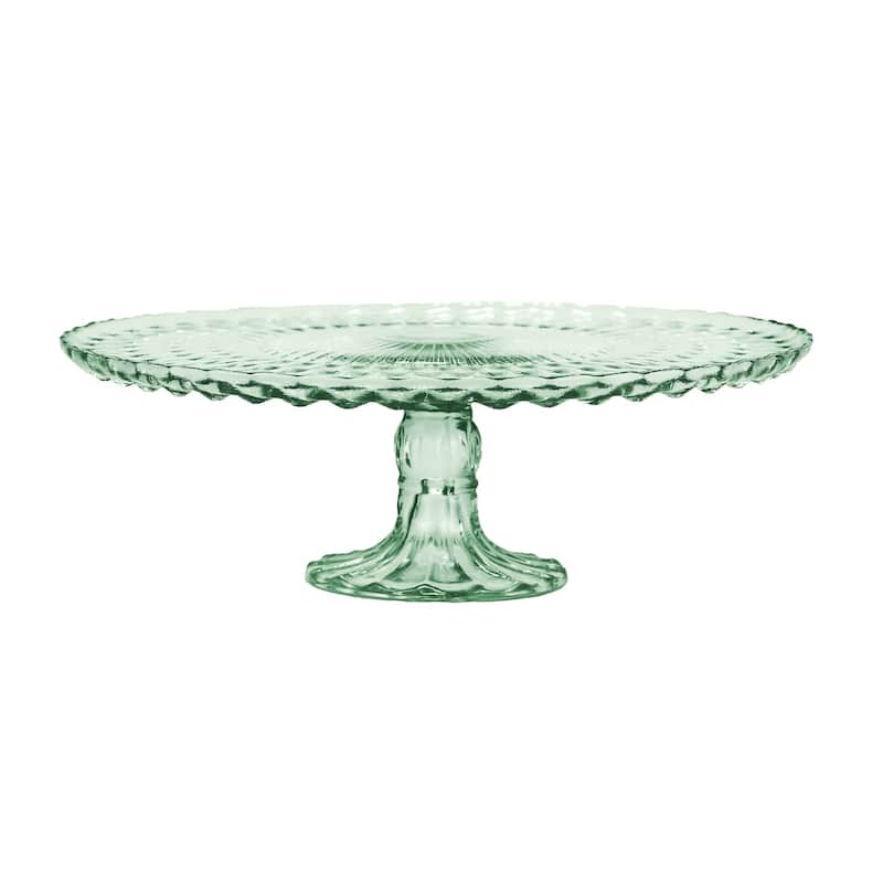 Amici Home Rochester Vintage Footed Glass Cake Plate - 10.5” D x 3.75” H