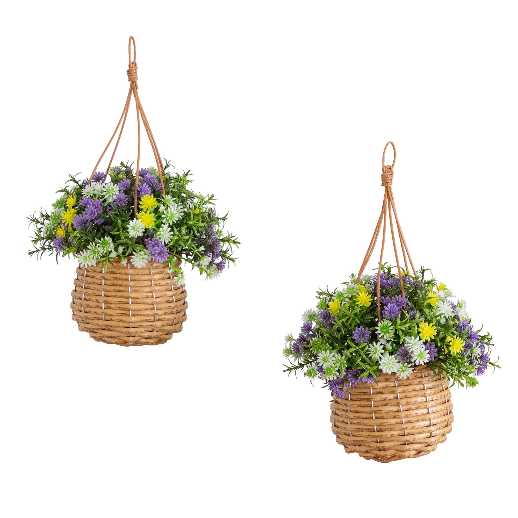 13-in UV Resistant Dandelion and Rosemary in Hanging Basket - Set of 2