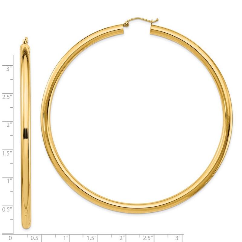Curata 14k Yellow Gold Polished 82x4mm Hoop Earrings