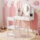 preview thumbnail 5 of 5, Wooden Kids Makeup Vanity Set Desk Dressing Table w/ Mirror & Stool