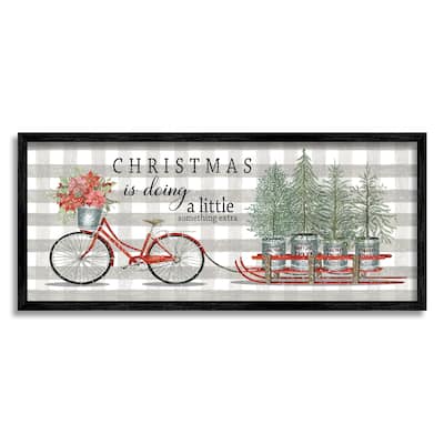 Stupell Encouraging Christmas Giving Quote Bicycle & Tree Sled Framed Wall Art - Green