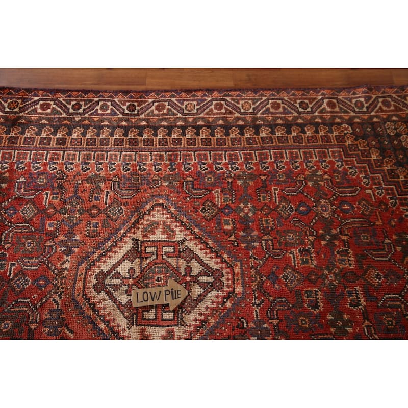 Tribal Orange Qashqai Persian Vintage Rug Hand-Knotted Wool Carpet - 5'4"x 8'0"