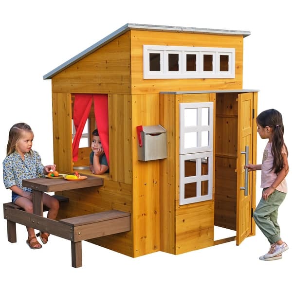 slide 2 of 11, KidKraft Modern Outdoor Wooden Playhouse 5-7 Years