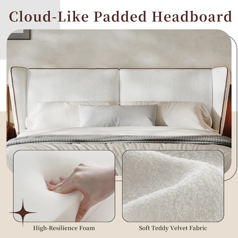 Christopher Knight Home - Nimbus Modern Upholstered Platform Bed with Wingback Headboard