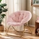 preview thumbnail 1 of 14, Faux Fur Folding Saucer Chair, Comfy Lounge Chairs for Bedroom Living Room Flexible Folding Seating Pink