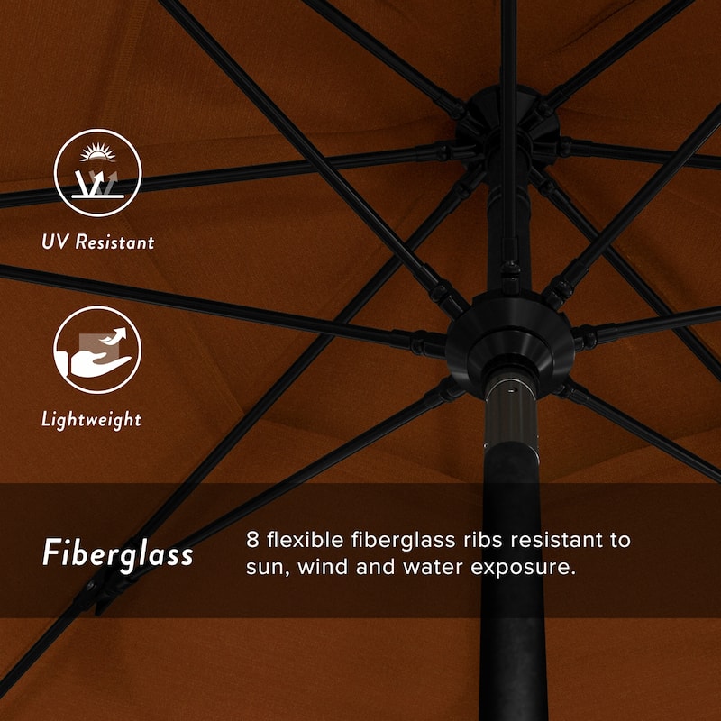 North Bend 11-foot Crank Open Auto-tilt Black Umbrella by Havenside Home