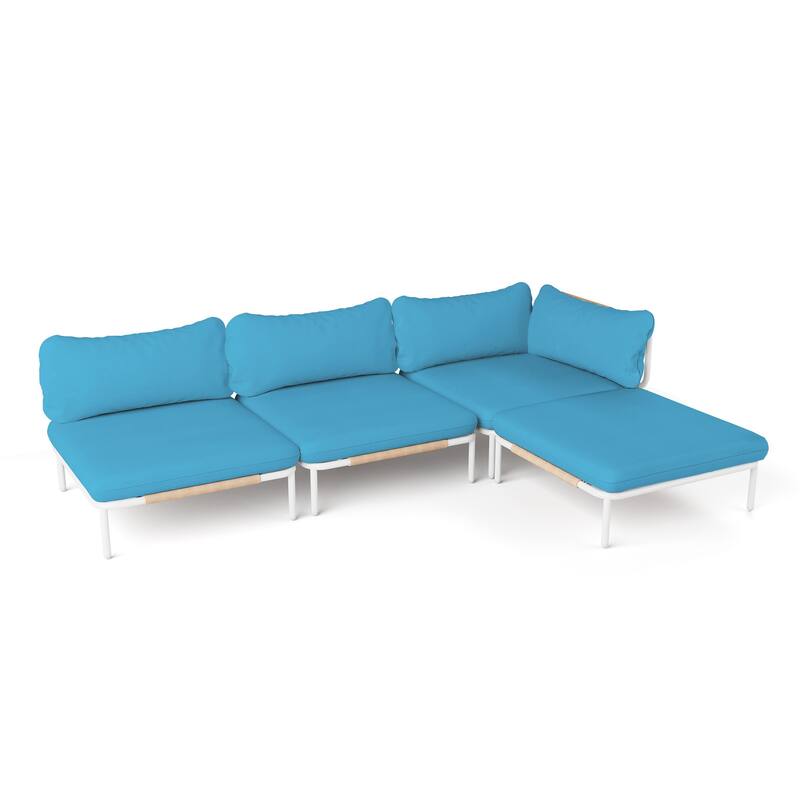 Outdoor Patio Sectional Sofa Conversation Set Cushioned Free Combination Customizable Set