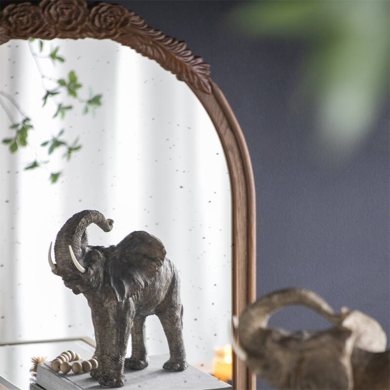 Hand Carved Rose Antique Mirror Frame,Wood Arch Mirror Wall Decor