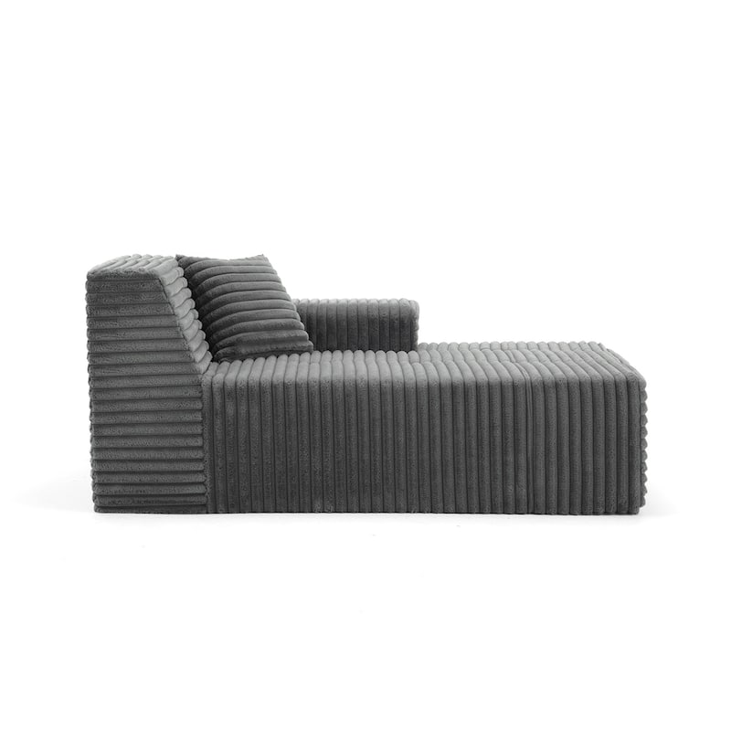 Corduroy Oversized Low-back Modular Loveseat Chaise with Pillow