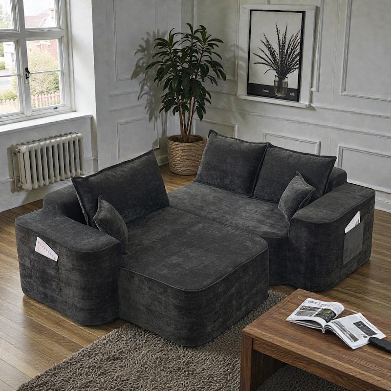 104 Inch L Shaped Sectional Sofa Cloud Couch with Chaise, Extra Deep Seat, No Assembly Modular Corner Sofa