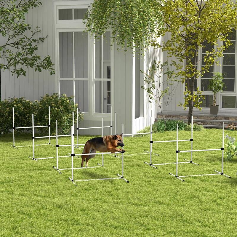 8-PCS Dog Agility Set with Adjustable Height Jump Bars, Carry Bag