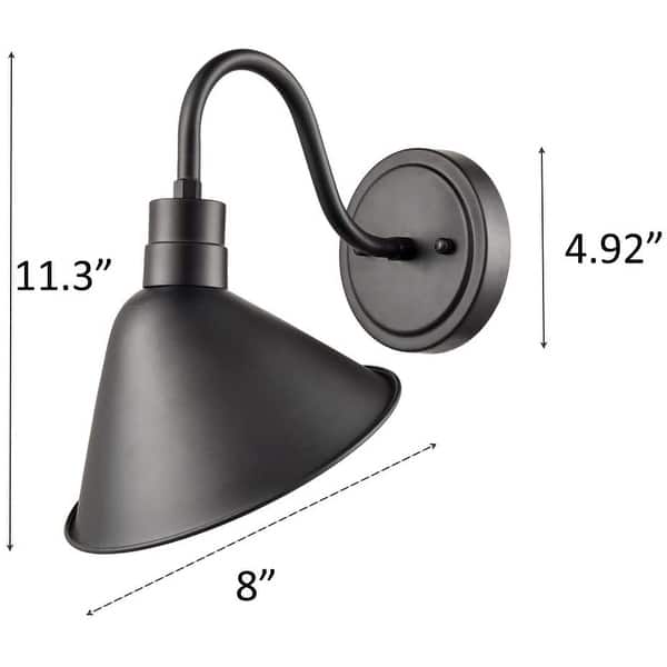 Belluno Industrial Gooseneck Wall Sconces Antique Black Barn Light Set ...