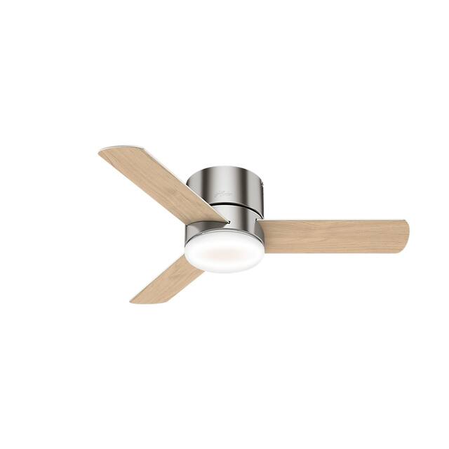 Hunter 44" Minimus Low Profile Ceiling Fan with LED Light, Handheld Remote - Brushed Nickel