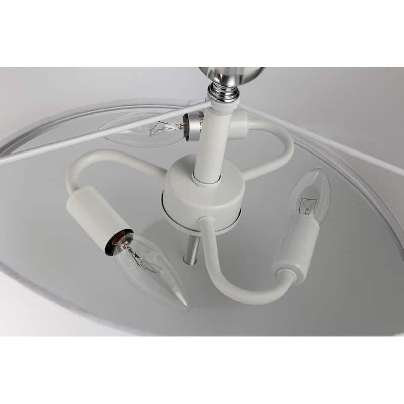 Chrome 3-Light Decorated White Drum Semi Flush Mount
