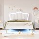 preview thumbnail 13 of 13, Twin Size Upholstered Princess Bed with LED Lights, Crown Headboard