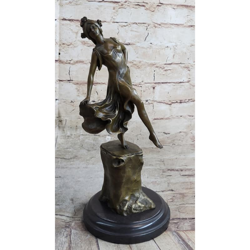 Handmade Detailed Collector Collectible Dancer By Vallet Bronze Sculpture Home