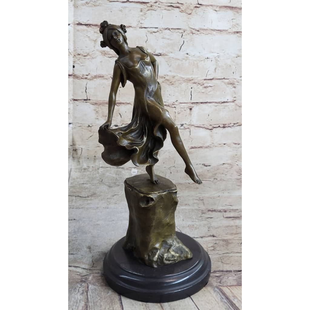 Handmade Detailed Collector Collectible Dancer By Vallet Bronze Sculpture Home