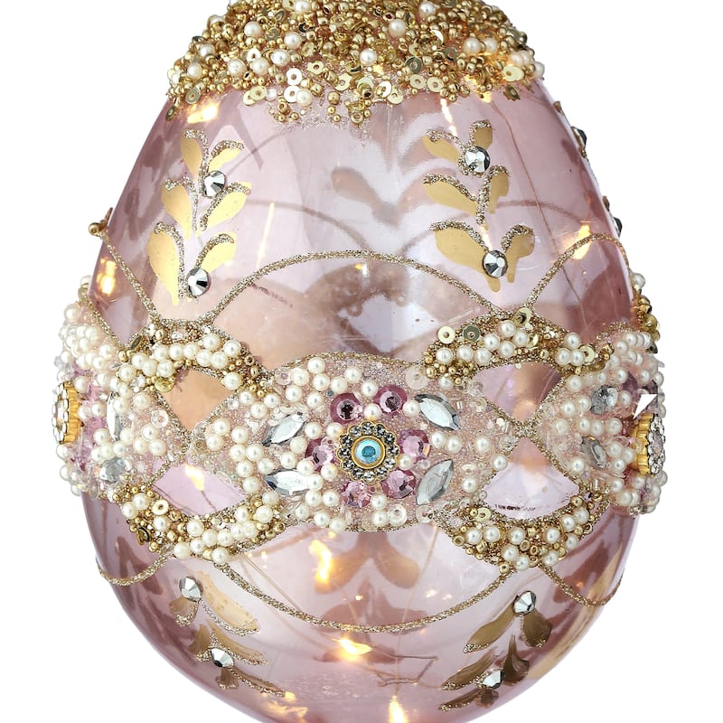 8"Glass LED Egg Pedestal With Jewel
