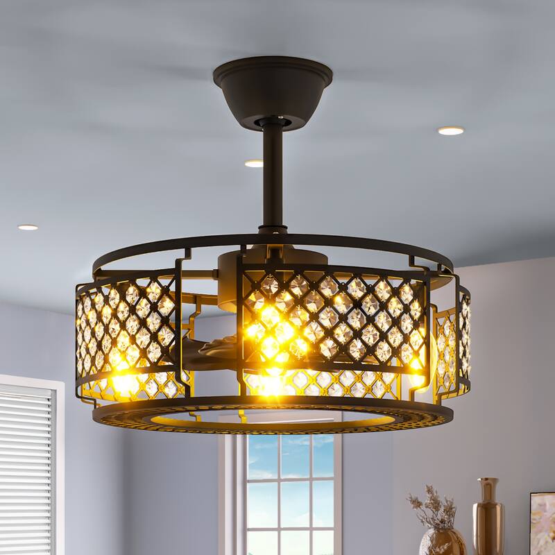 Moasis 19"Caged Crystal Ceiling Fan with Remote - 19"
