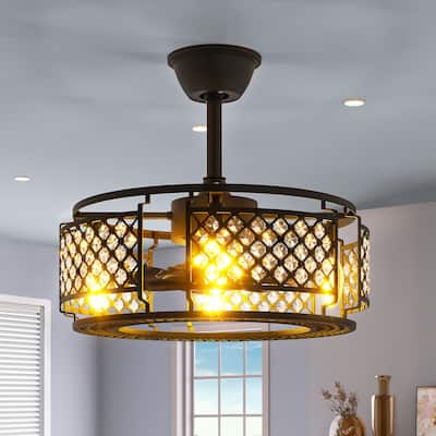 Moasis 19"Caged Crystal Ceiling Fan with Remote - 19"