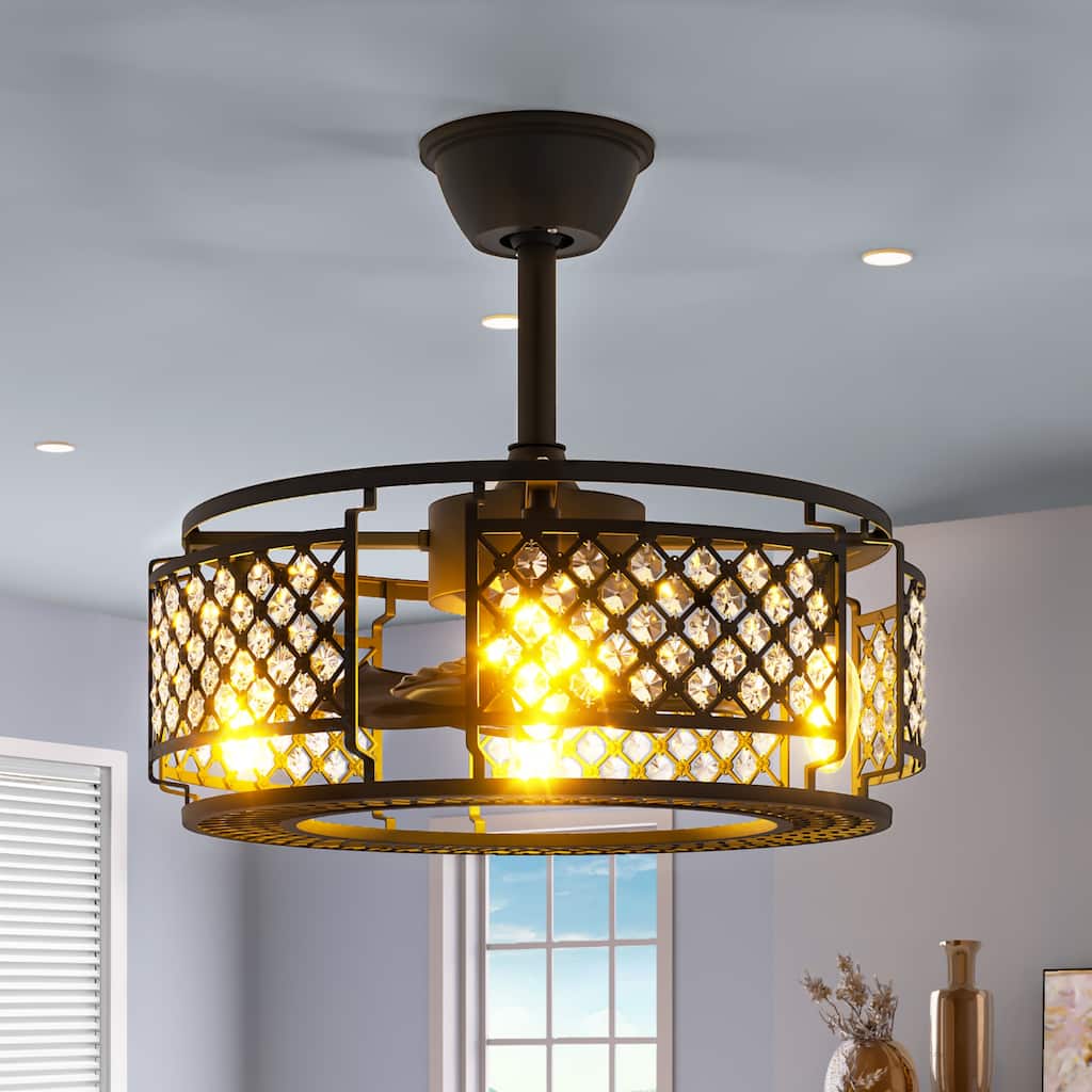Moasis 19"Caged Crystal Ceiling Fan with Remote - 19"