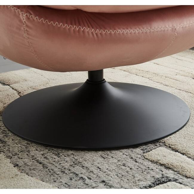 Swivel Leisure Chair Velvet Upholstered Lounge Chair Comfortable Deep Buttons Backrests Chair with Ottoman