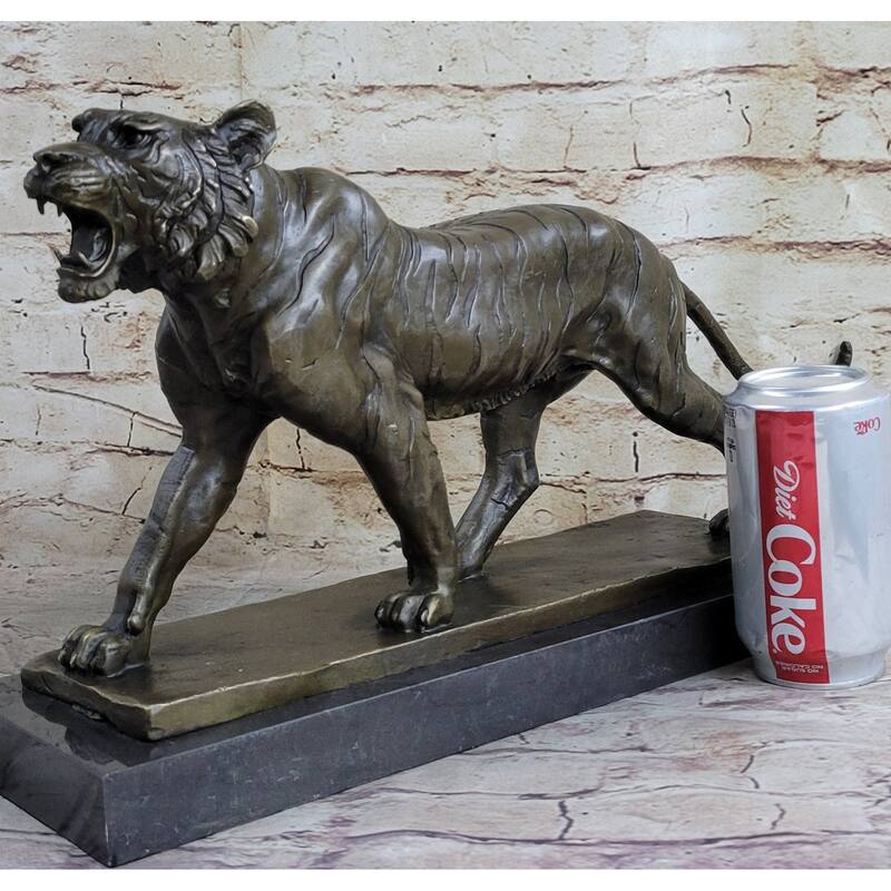 Signed Barye Cougar Imitative Lion Tiger Wild Animal Circus Cage Bronze Sculpture Statue