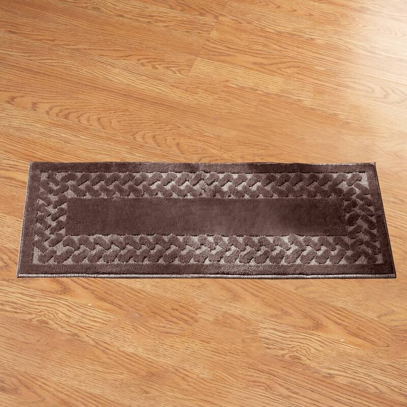 Herringbone Trim Skid-Resistant Backing Accent Rugs - Brown - 27" x 45" - Rectangle