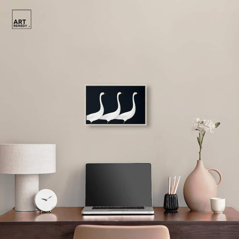 Trio of Swans Canvas by Art Remedy