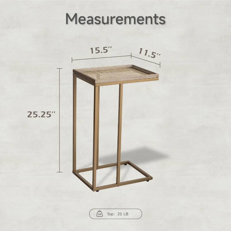 C Table Couch End Table - 15.5"D x 11.5"W x 25.25"H