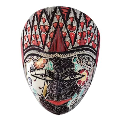 Novica Handmade Purity Sita Batik Wood Mask