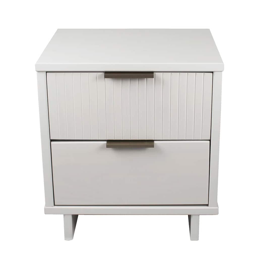 White 2-Drawer Nightstand with Gold Handles, Modern Design