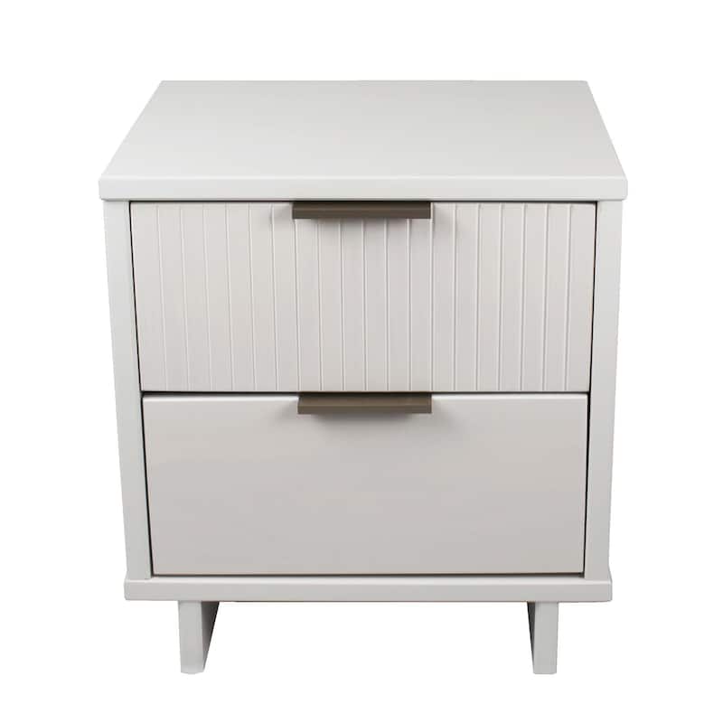 White 2-Drawer Nightstand with Gold Handles, Modern Design - White