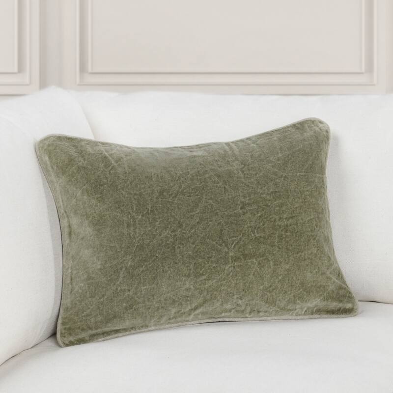 Porch & Den Montclair Velvet Throw Pillow - Moss Green