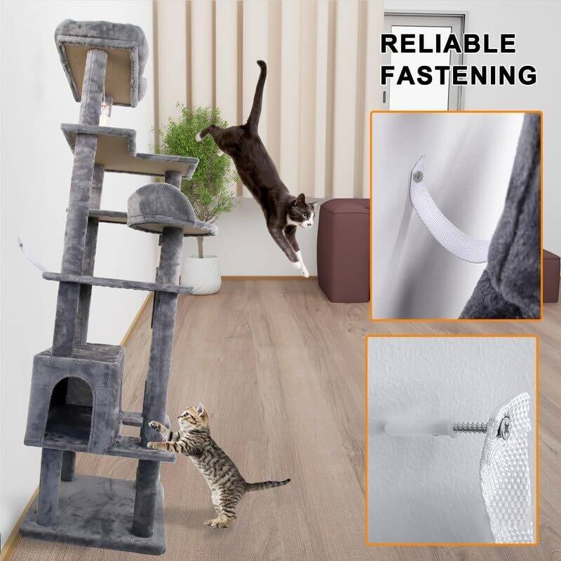 Cat Tree, with 2 Roomy Condo, 4 Perch, 63 inches